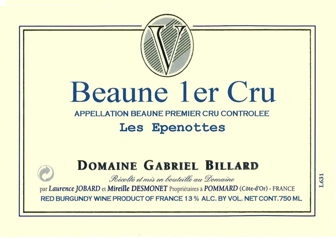 Gabriel Billard Beaune Les Epenottes Premier Cru 2014 Front Label