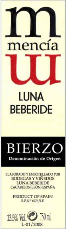 Bodegas y Vinedos Luna Beberide Mencia 2014 Front Label