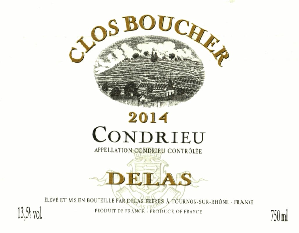 Delas Condrieu Clos Boucher 2014 Front Label