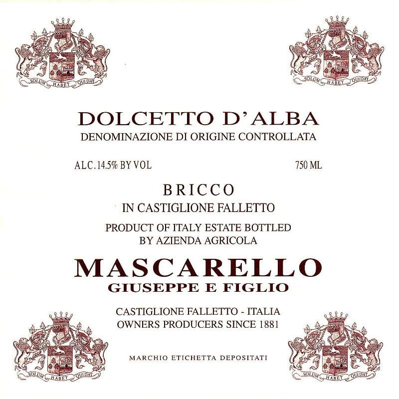 Giuseppe Mascarello Dolcetto d'Alba Bricco 2014 Front Label
