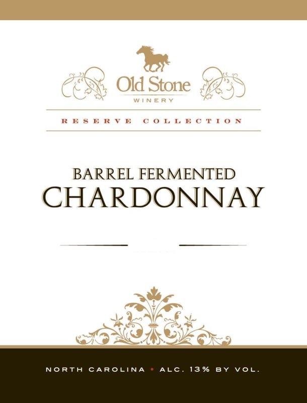 Old Stone Vineyard & Winery Barrel Fermented Chardonnay 2014 Front Label