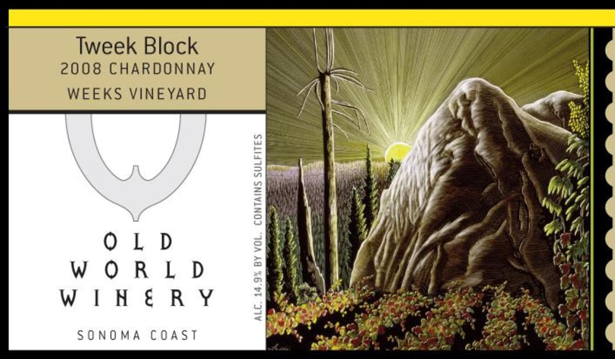 Old World Winery Weeks Vineyard Tweek Block Chardonnay 2008 Front Label