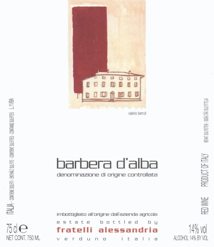 Fratelli Alessandria Barbera d'Alba 2014 Front Label