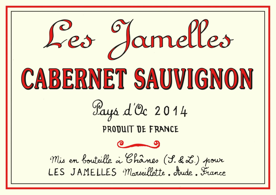 Les Jamelles Vins de Pays D'Oc Cabernet Sauvignon 2014 Front Label