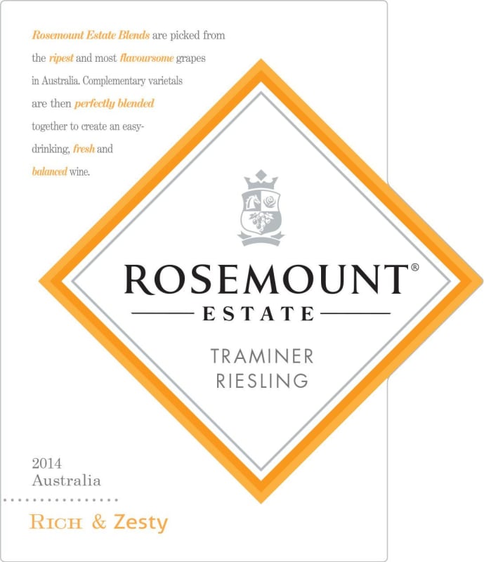 Rosemount Traminer Riesling 2014 Front Label