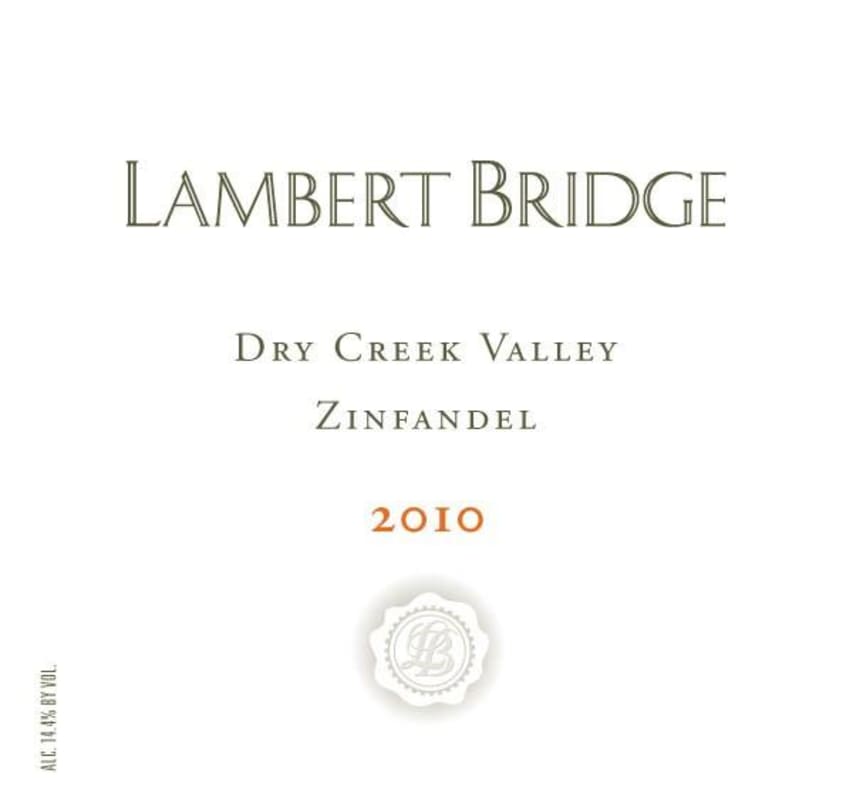 Lambert Bridge Lambert Bridge Zinfandel 2010 Front Label