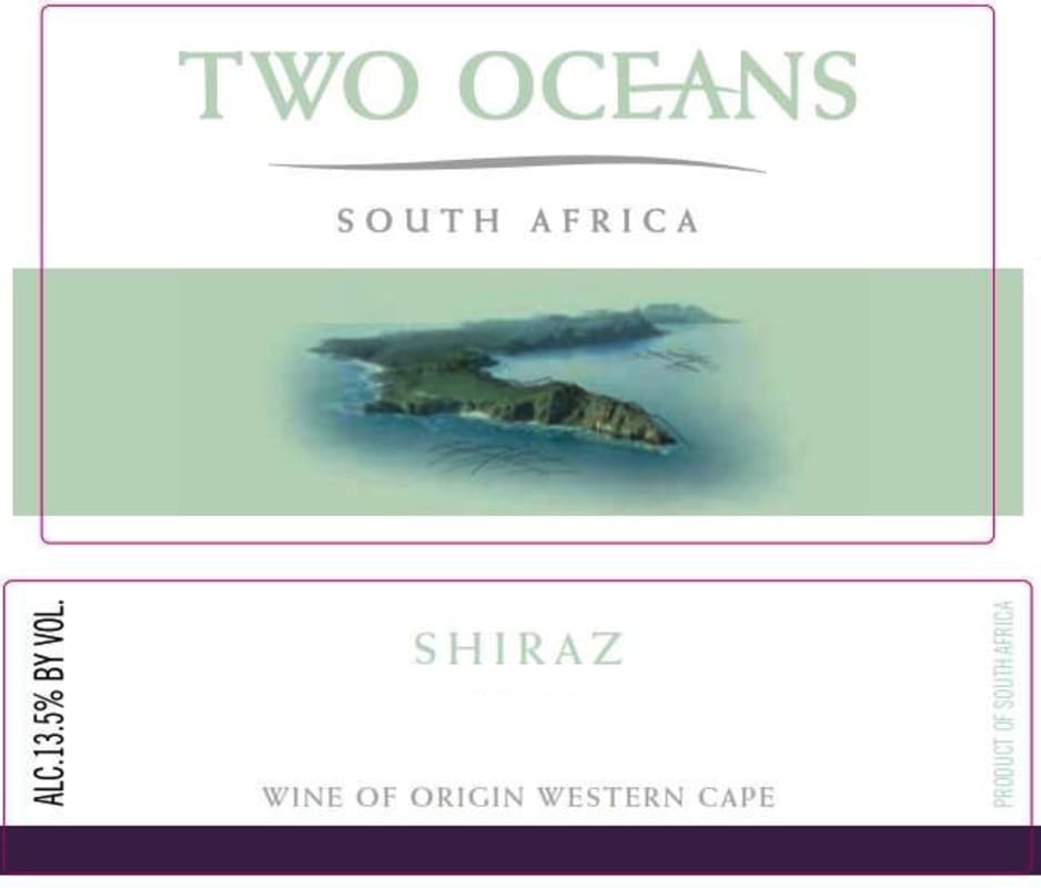 Two Oceans Shiraz 2014 Front Label