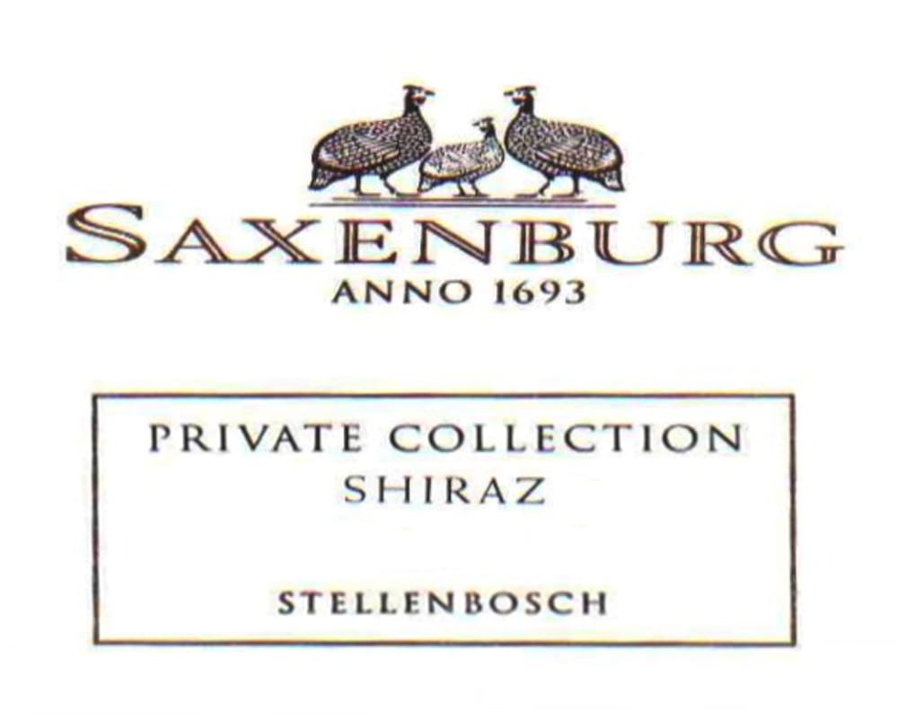 Saxenburg Private Collection Shiraz 2014 Front Label
