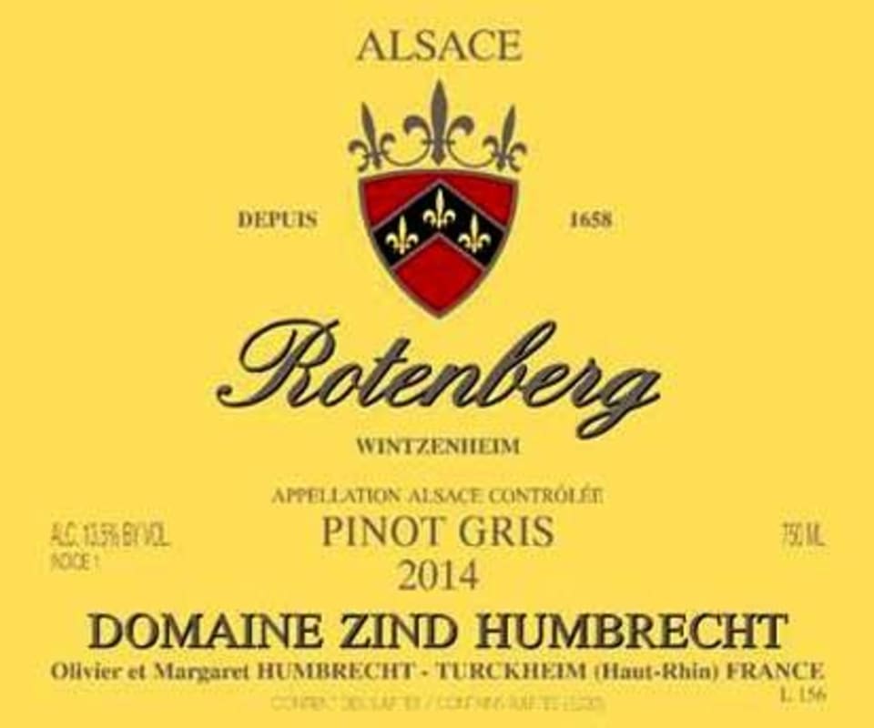 Zind-Humbrecht Rotenberg Pinot Gris 2014 Front Label