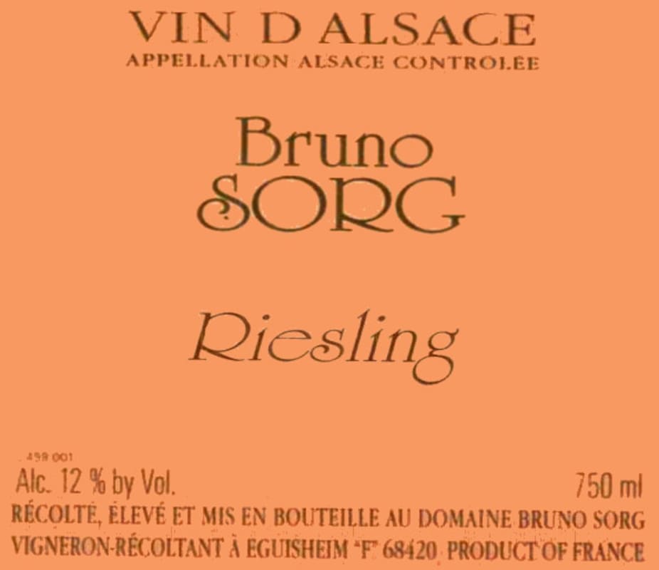 Bruno Sorg Riesling 2014 Front Label