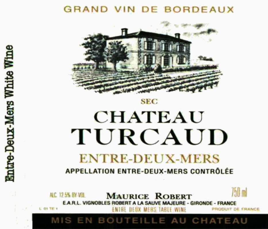 Chateau Turcaud Entre-Deux-Mers Blanc 2014 Front Label