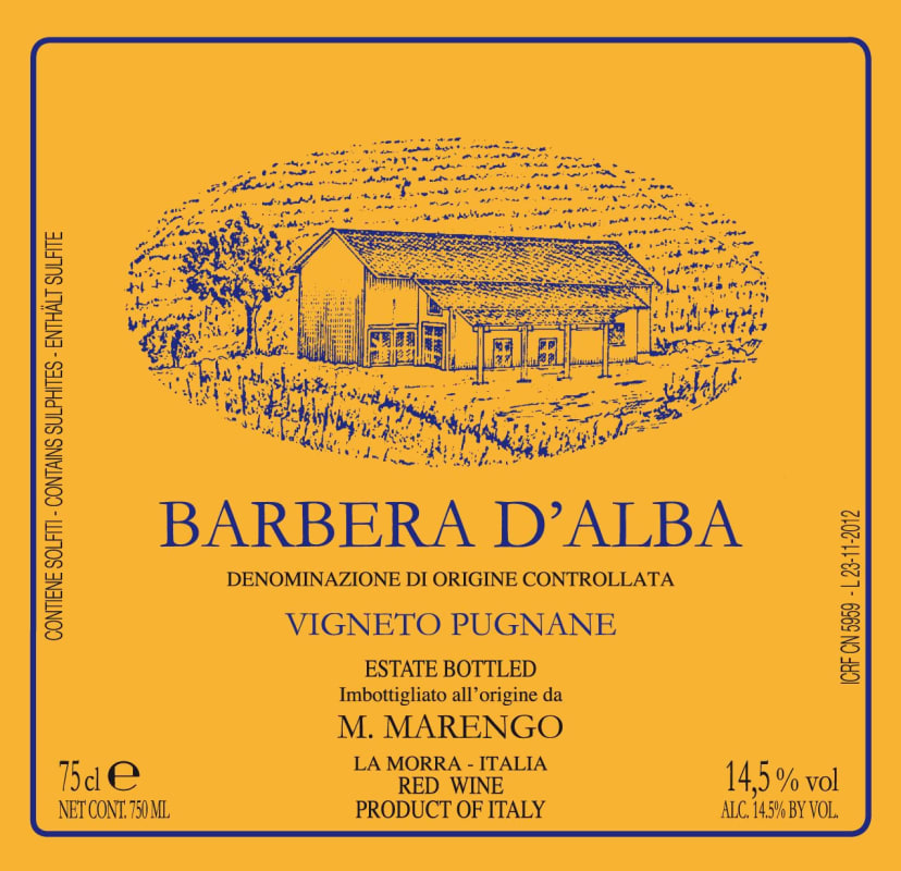 M. Marengo Barbera d'Alba Pugnane 2014 Front Label