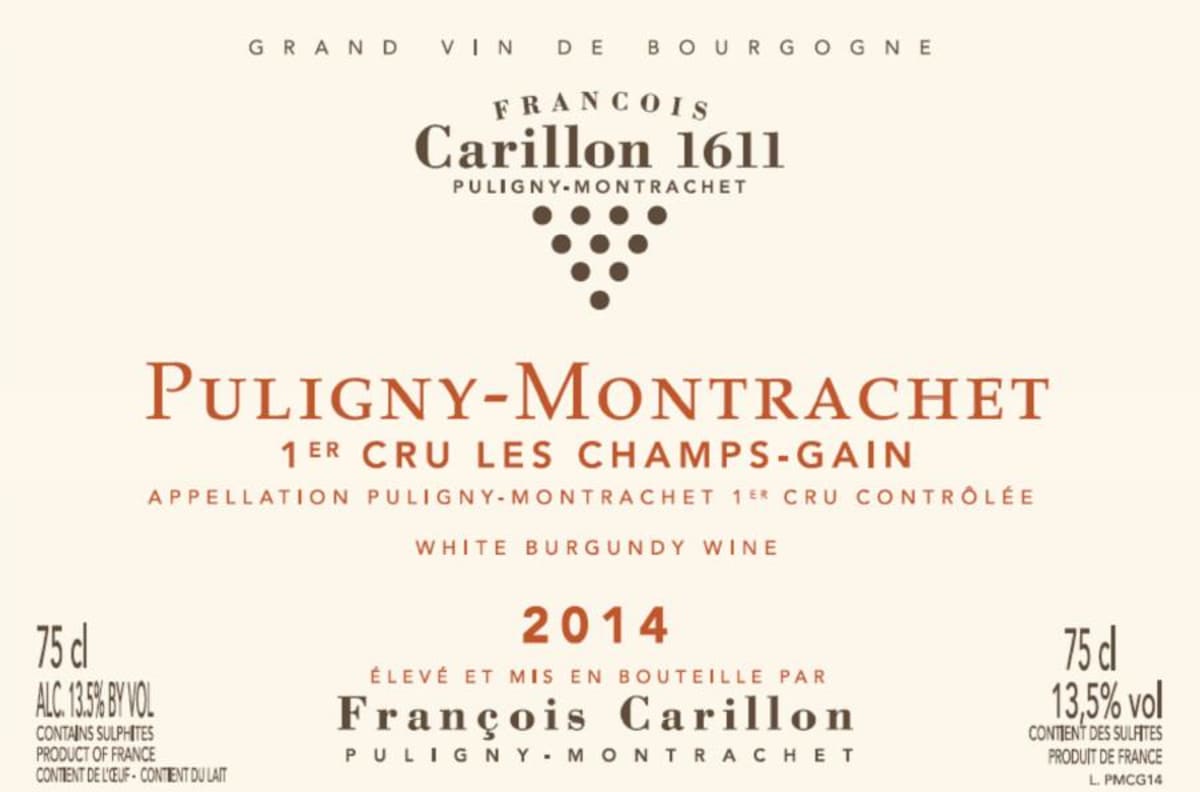 Francois Carillon Puligny-Montrachet Champs-Gain Premier Cru 2014 Front Label