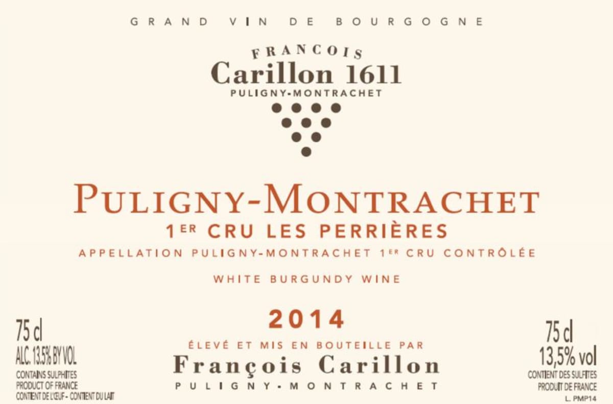 Francois Carillon Puligny-Montrachet Les Perrieres Premier Cru 2014 Front Label