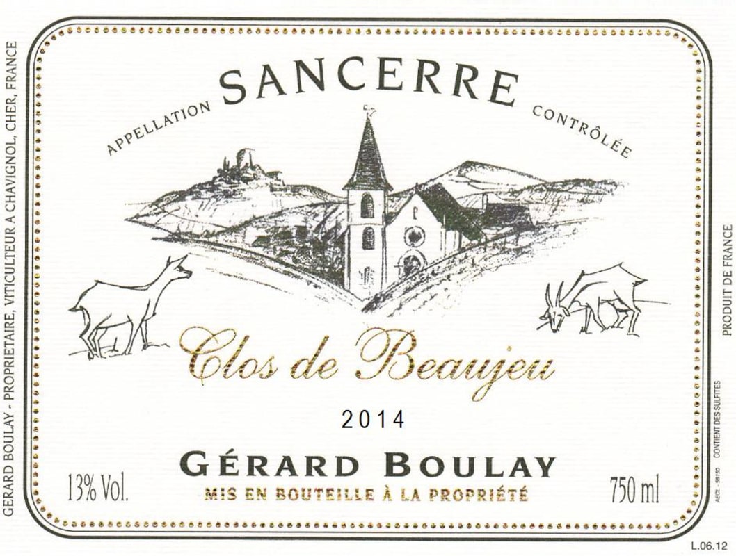 Gerard Boulay Sancerre Clos de Beaujeu 2014 Front Label