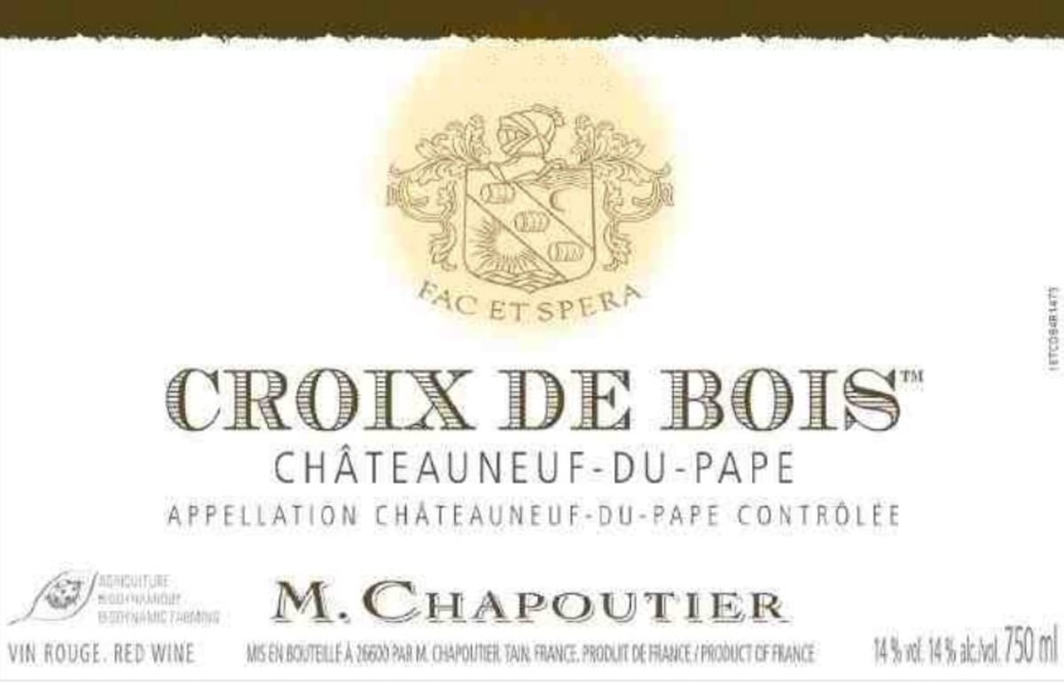 M. Chapoutier Chateauneuf-du-Pape Croix de Bois Rouge 2015 Front Label