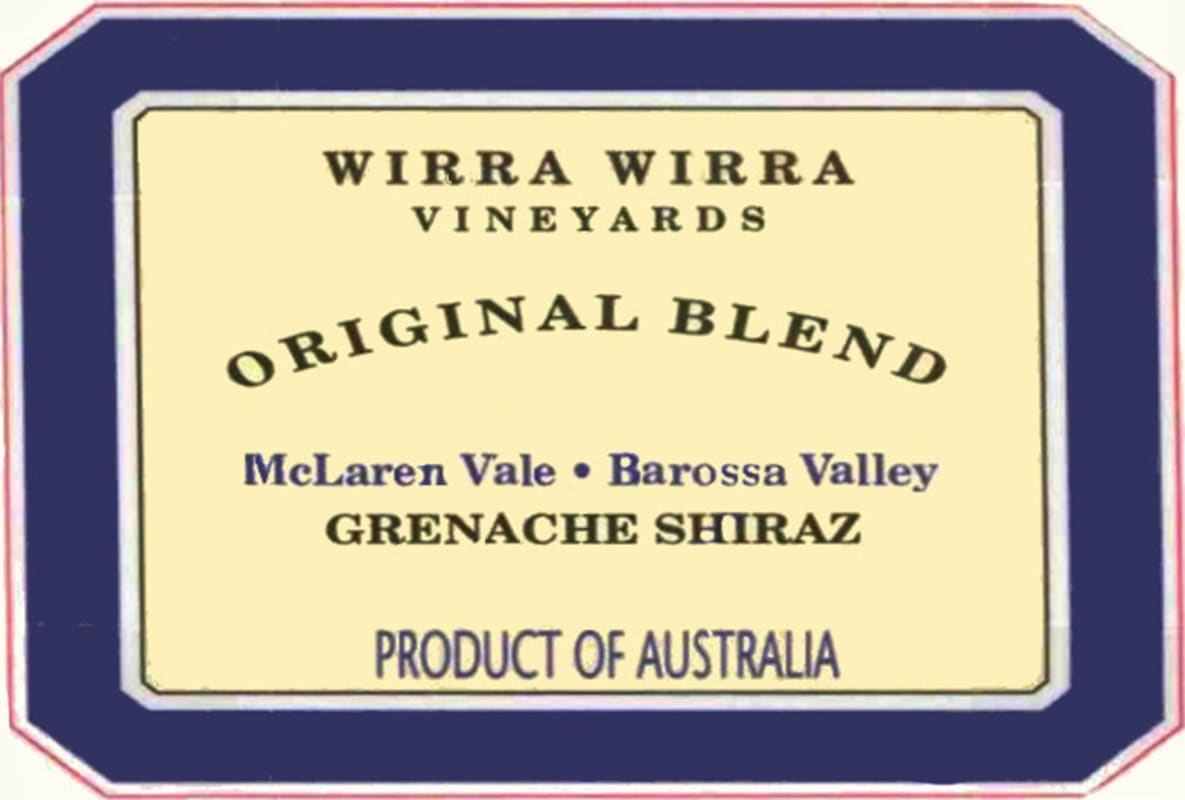 Wirra Wirra Original Blend Grenache Shiraz 2015 Front Label
