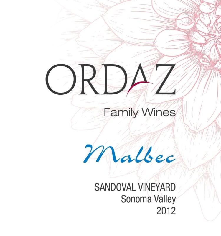 Ordaz Family Wines Sandoval Vineyard Malbec 2012 Front Label