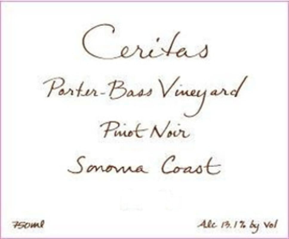 Ceritas Porter-Bass Vineyard Pinot Noir 2013 Front Label