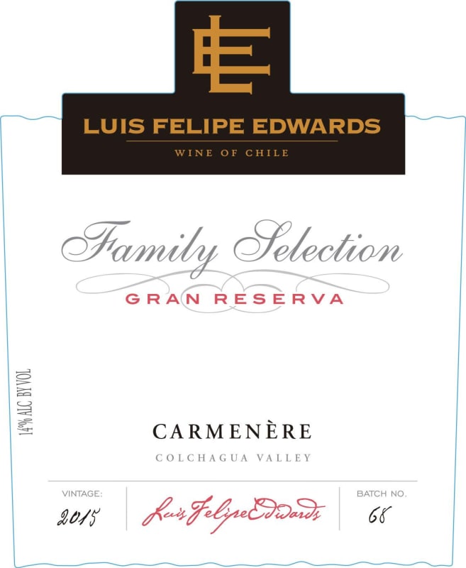 Luis Felipe Edwards Gran Reserva Carmenere 2015 Front Label