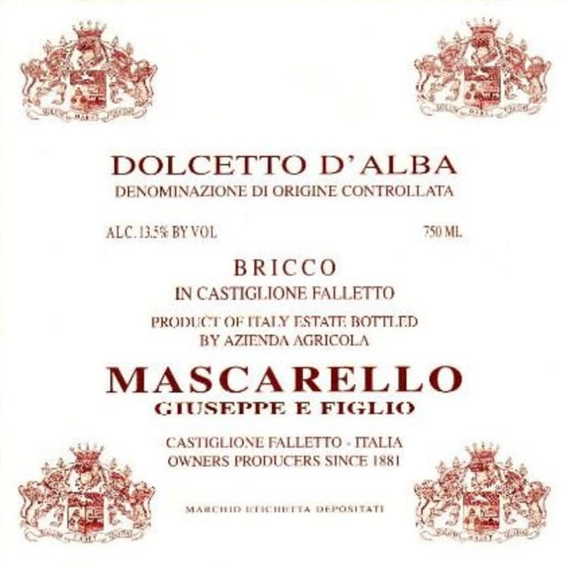 Giuseppe Mascarello Dolcetto d'Alba Bricco 2015 Front Label