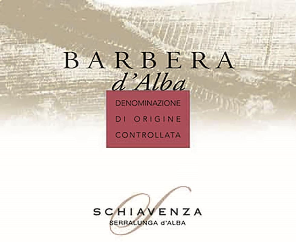 Schiavenza Barbera d'Alba 2015 Front Label