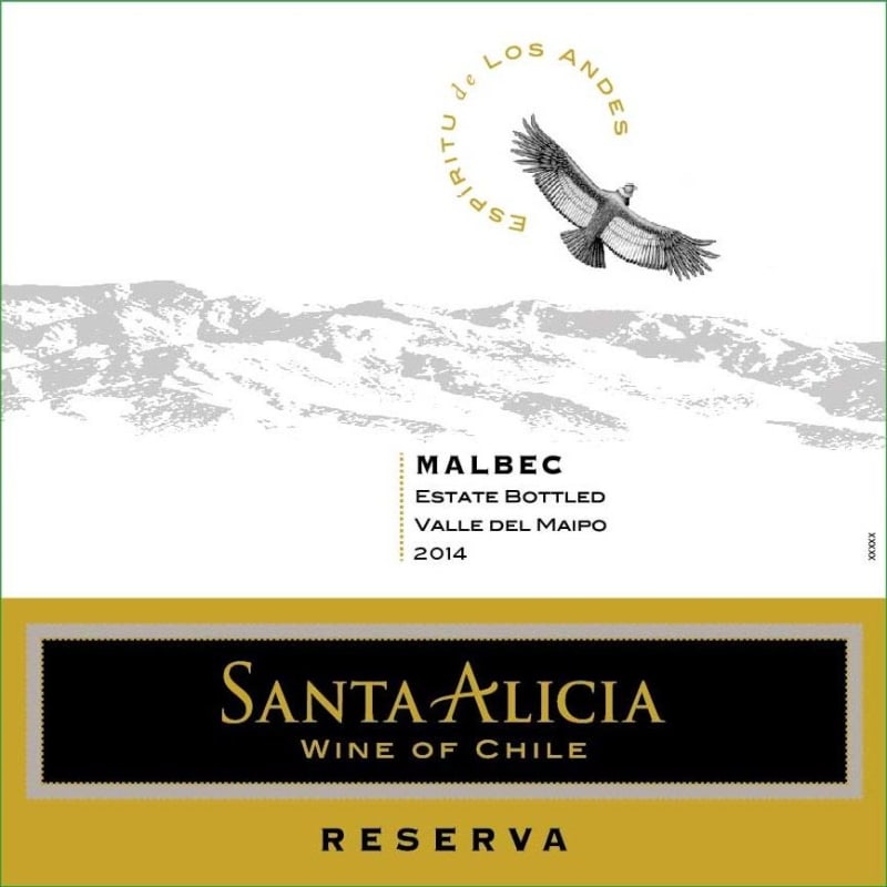 Santa Alicia Maipo Valley Reserve Malbec 2015 Front Label