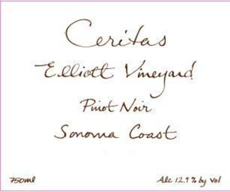 Ceritas Elliott Vineyard Pinot Noir 2014 Front Label