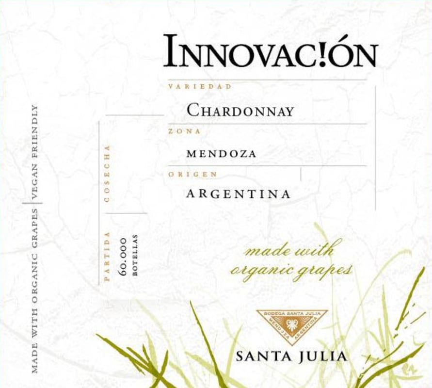 Santa Julia Organic Innovacion Organica Chardonnay 2015 Front Label