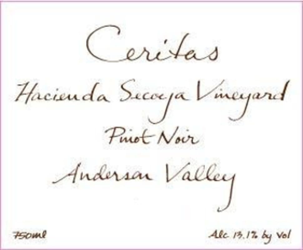 Ceritas Hacienda Secoya Vineyard Pinot Noir 2014 Front Label