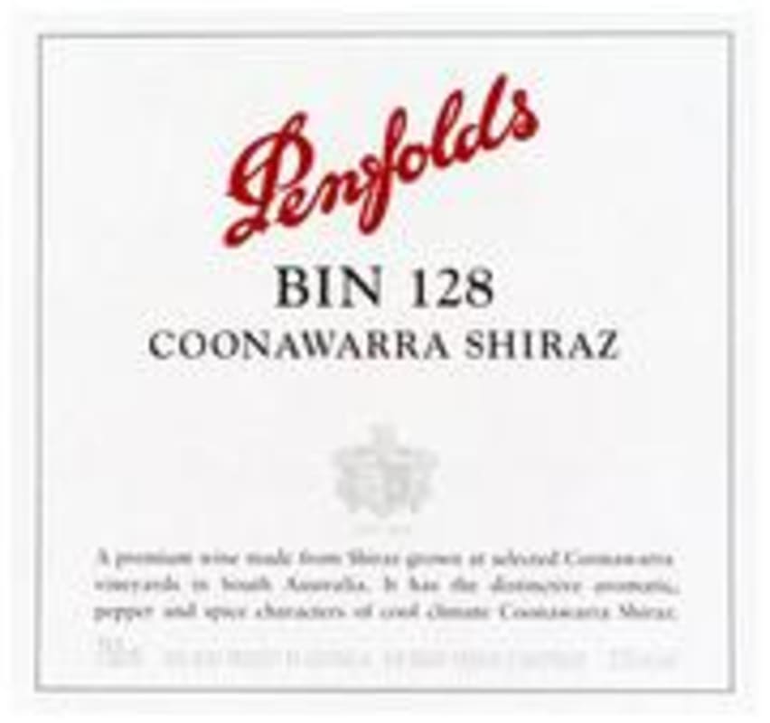 Penfolds Bin 128 Coonawarra Shiraz 1999 Front Label