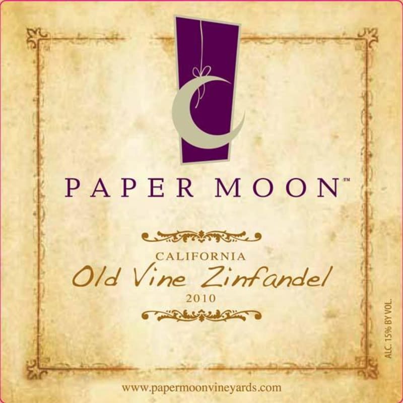 Paper Moon Vineyards Old Vine Zinfandel 2010 Front Label