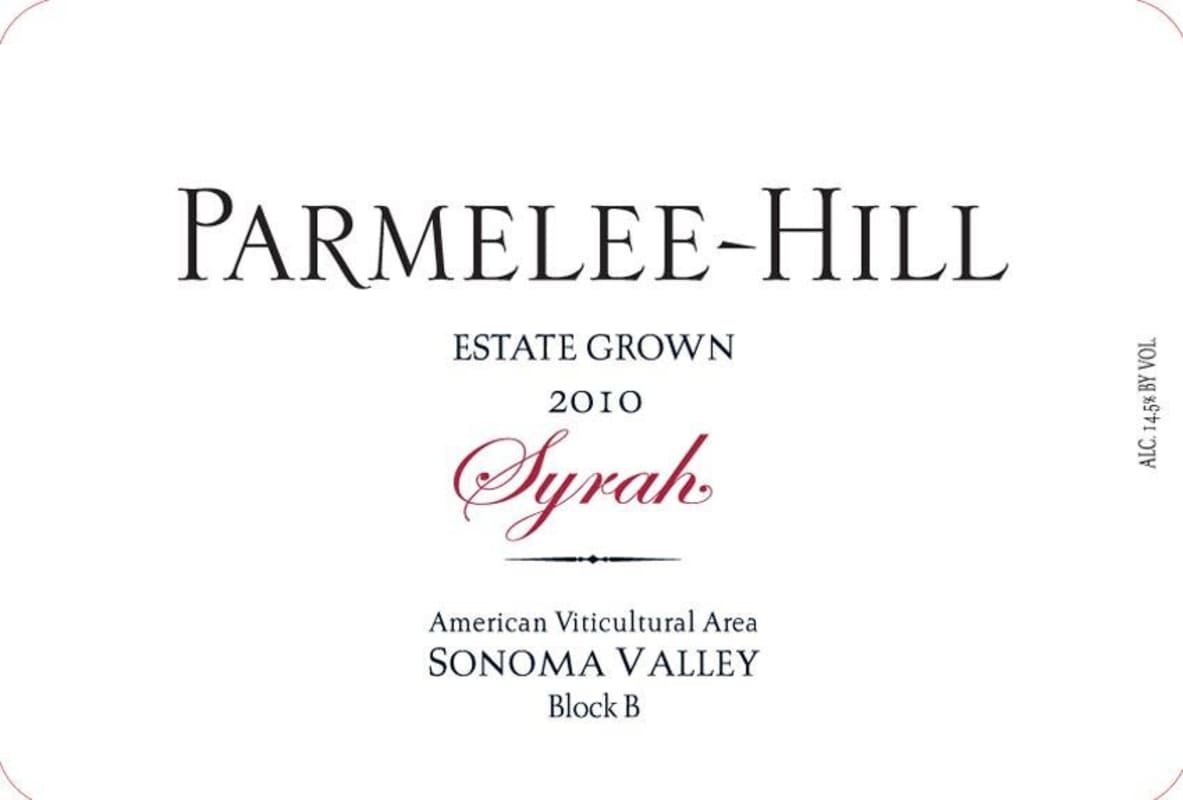 Parmelee Hill Wines & Vineyards Block B Syrah 2010 Front Label