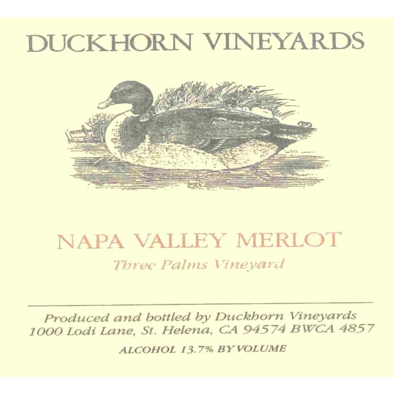 Duckhorn Three Palms Merlot 1999 Front Label