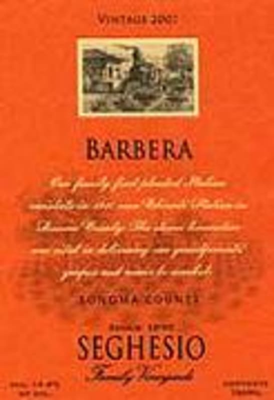 Seghesio Barbera 2000 Front Label
