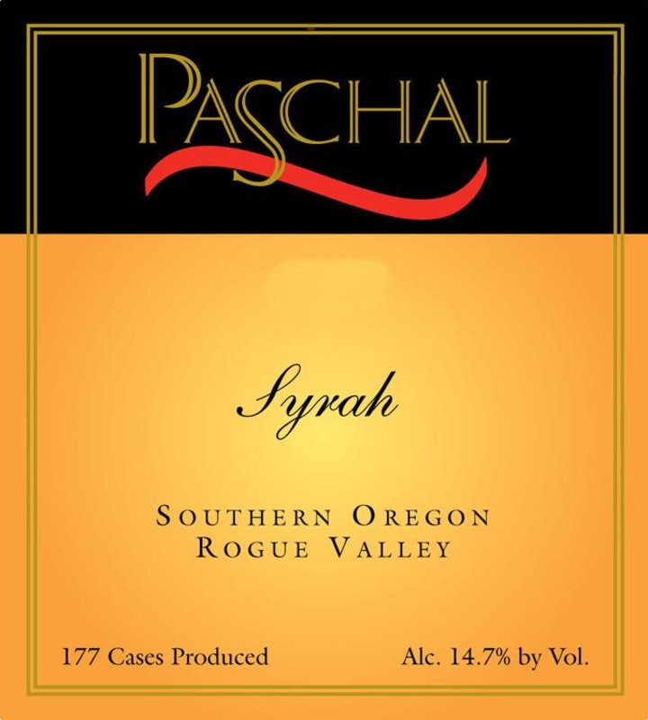 Paschal Winery Syrah 2013 Front Label