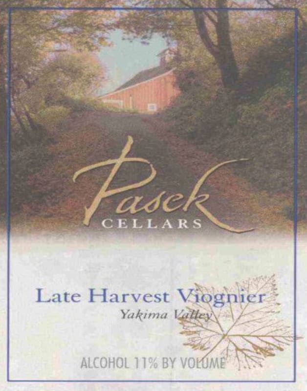 Pasek Cellars Winery Late Harvest Viognier 2012 Front Label
