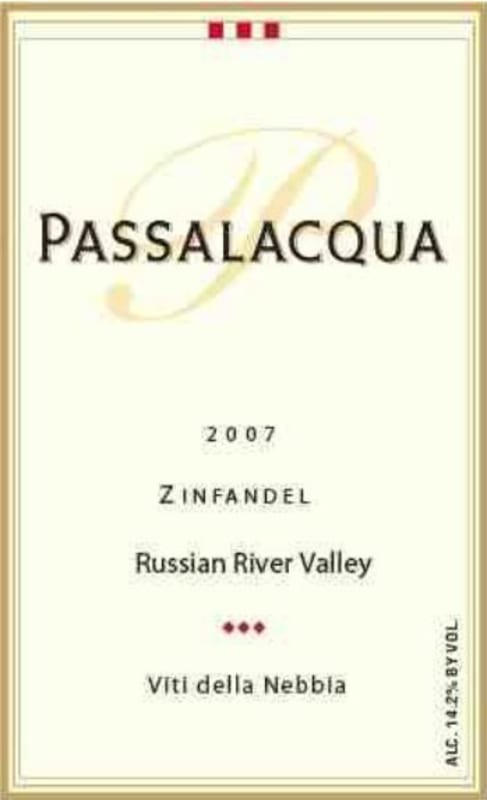 Passalacqua Winery Viti della Nebbia Zinfandel 2007 Front Label