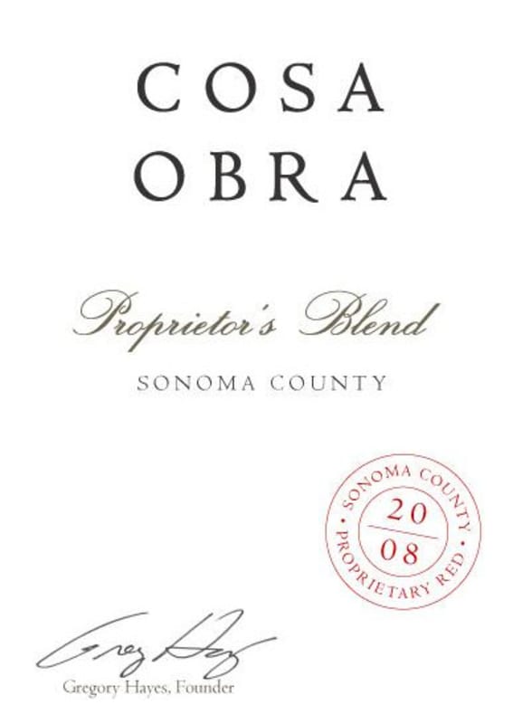 Cosa Obra Proprietors Blend Red 2008 Front Label