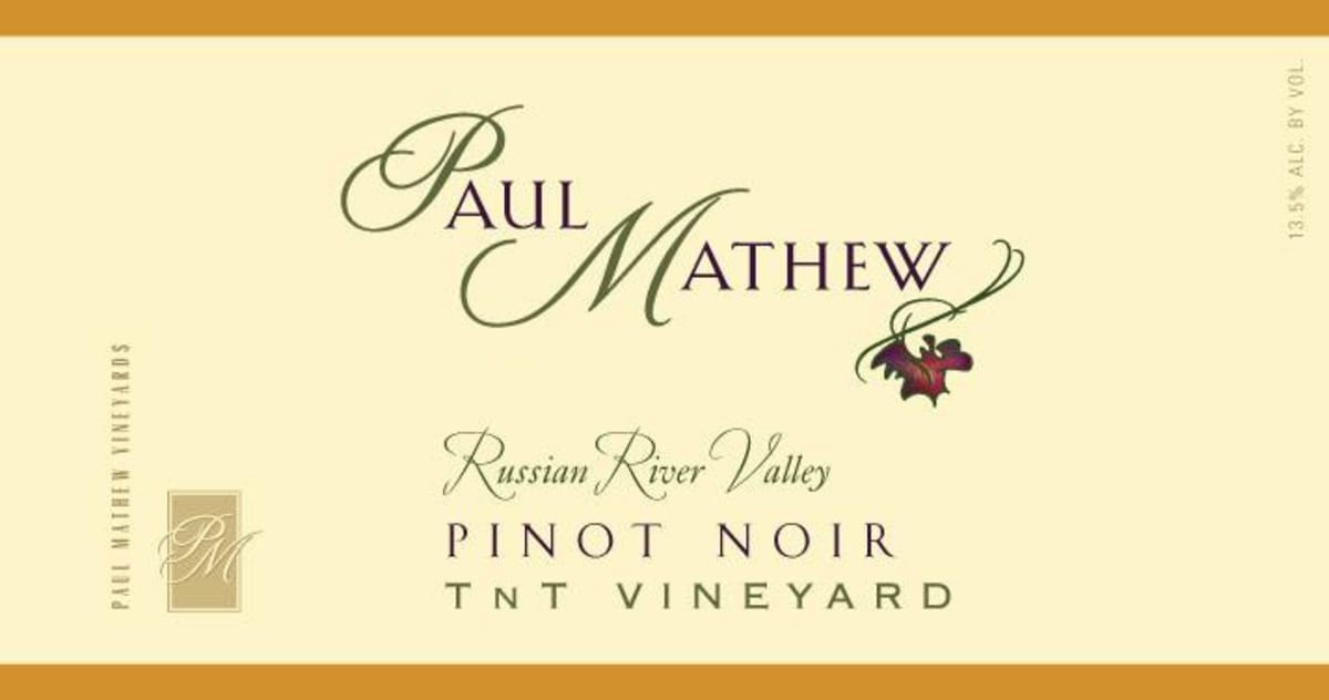 Paul Mathew Vineyards TnT Vineyard Pinot Noir 2013 Front Label