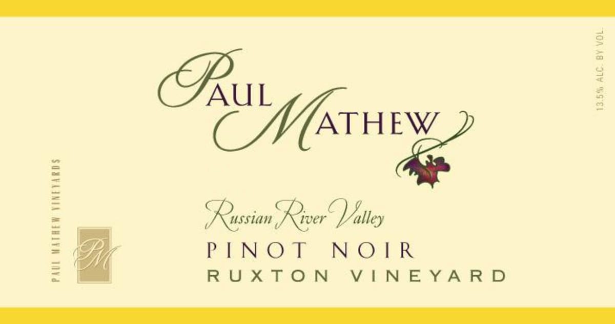 Paul Mathew Vineyards Ruxton Vineyard Pinot Noir 2012 Front Label