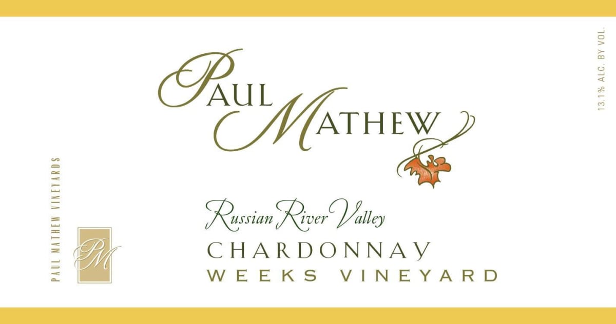 Paul Mathew Vineyards Weeks Vineyard Chardonnay 2012 Front Label