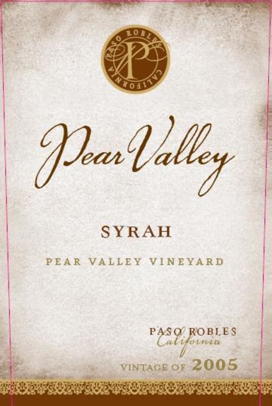 Pear Valley Syrah 2005 Front Label