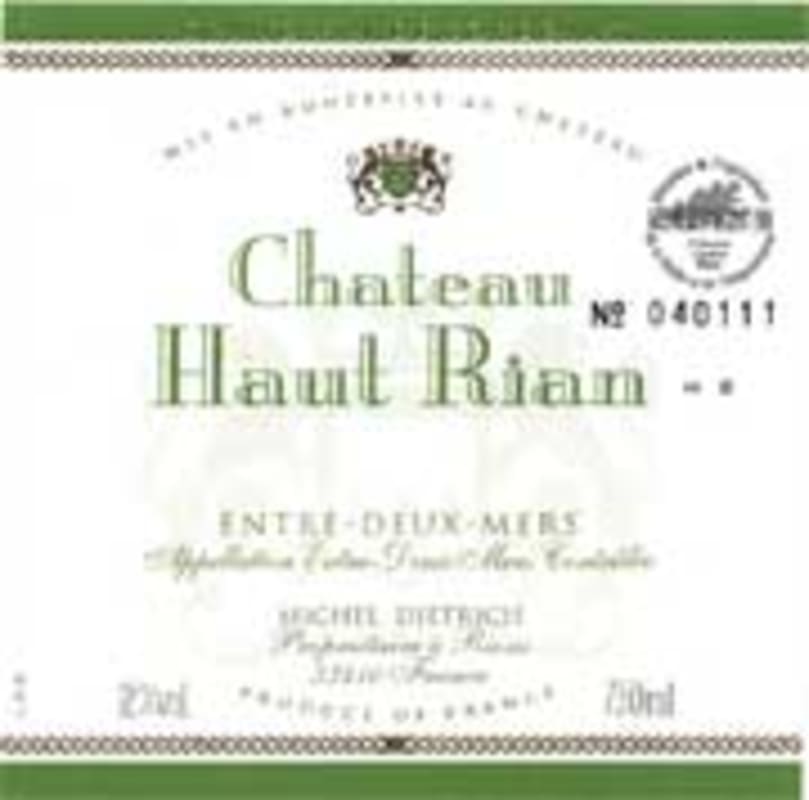 Chateau Haut Rian Blanc 2001 Front Label