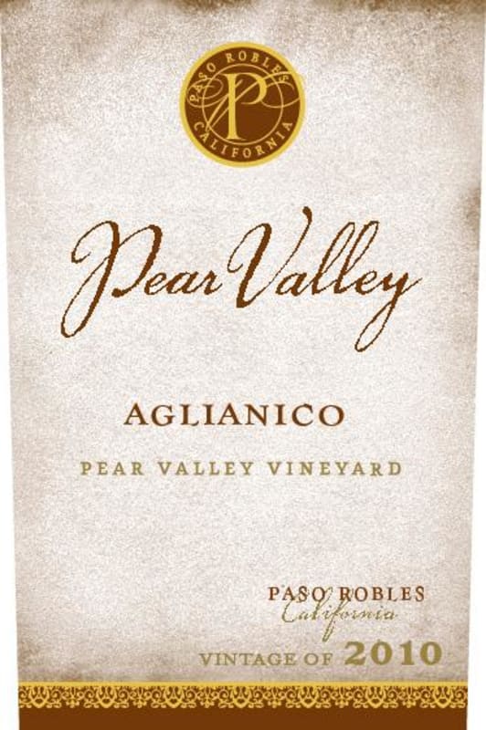Pear Valley Vineyard Aglianico 2010 Front Label