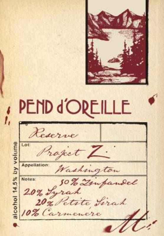 Pend d'Oreille Winery Project Z 2014 Front Label