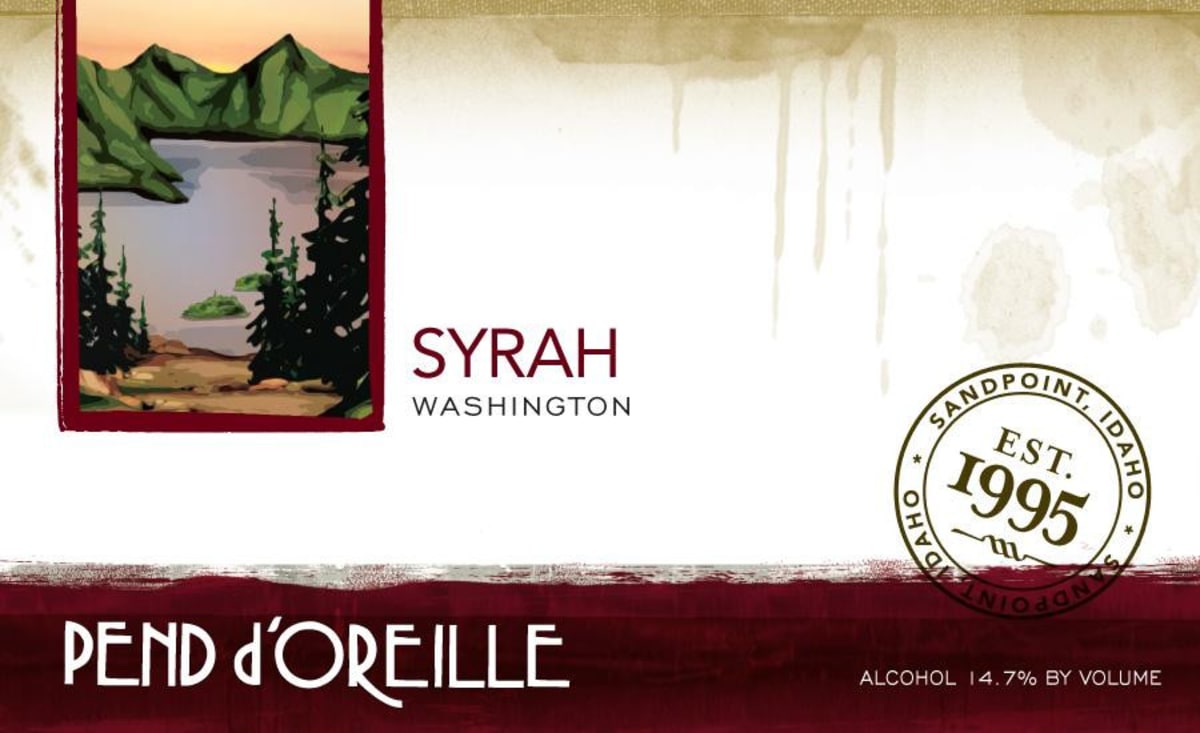 Pend d'Oreille Winery Syrah 2012 Front Label