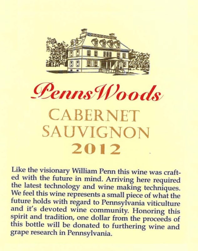 Penns Woods Winery Cabernet Sauvignon 2012 Front Label