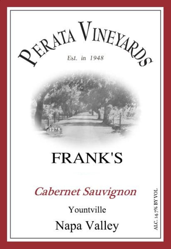 Perata Vineyards Frank's Cabernet Sauvignon 2009 Front Label