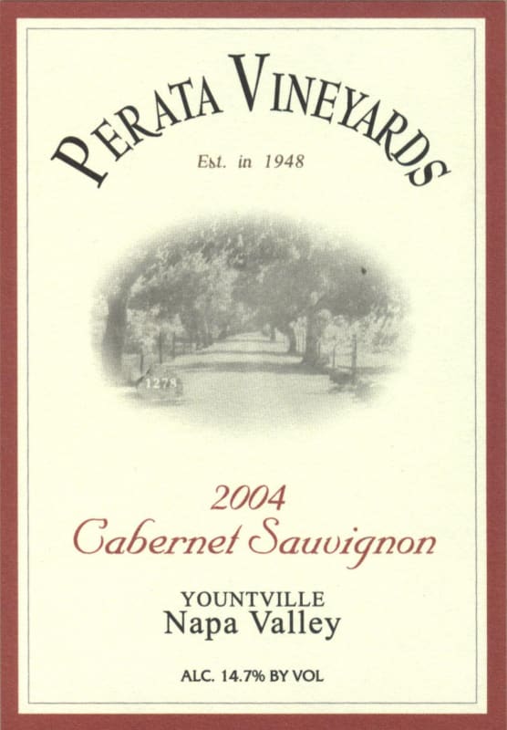 Perata Vineyards Cabernet Sauvignon 2004 Front Label